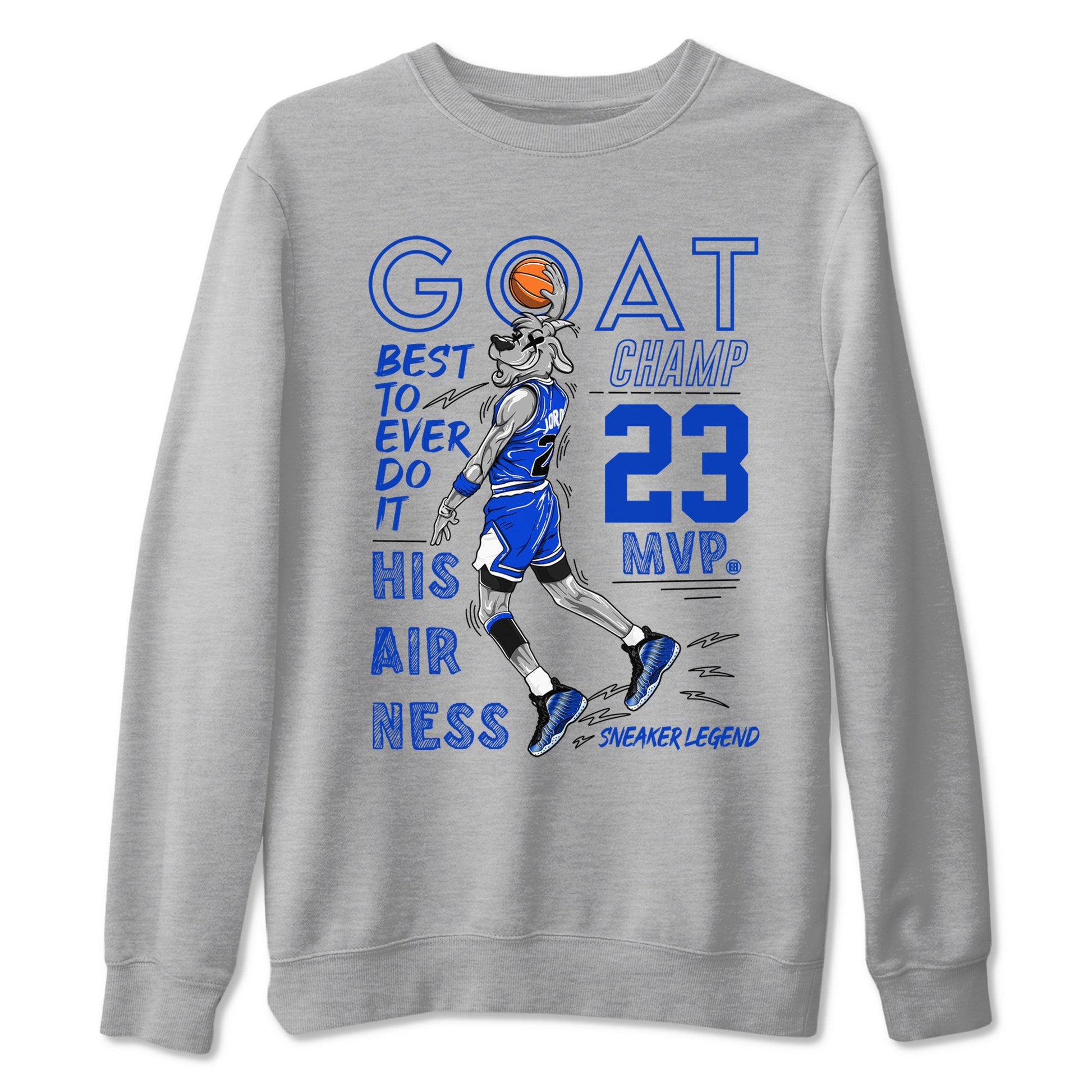 Foams One Royal shirts to match jordans MVP Goat sneaker match tees Air Foamposite One Royal match shoes to clothes SNRT Sneaker Tees unisex cotton Heather Grey 2 shirts