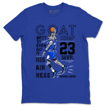 Foams One Royal shirts to match jordans MVP Goat sneaker match tees Air Foamposite One Royal match shoes to clothes SNRT Sneaker Tees unisex cotton Royal Blue 2 shirts