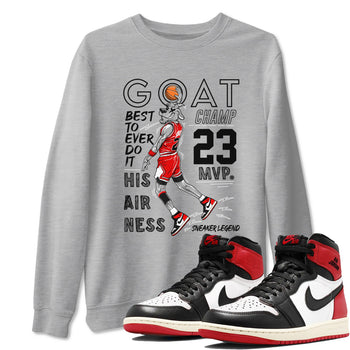 AJ1 Black Toe Reimagined shirts to match jordans MVP Goat sneaker match tees Air Jordan 1 Black Toe Reimagined SNRT Sneaker Tees streetwear brand Heather Grey 1 unisex cotton tee