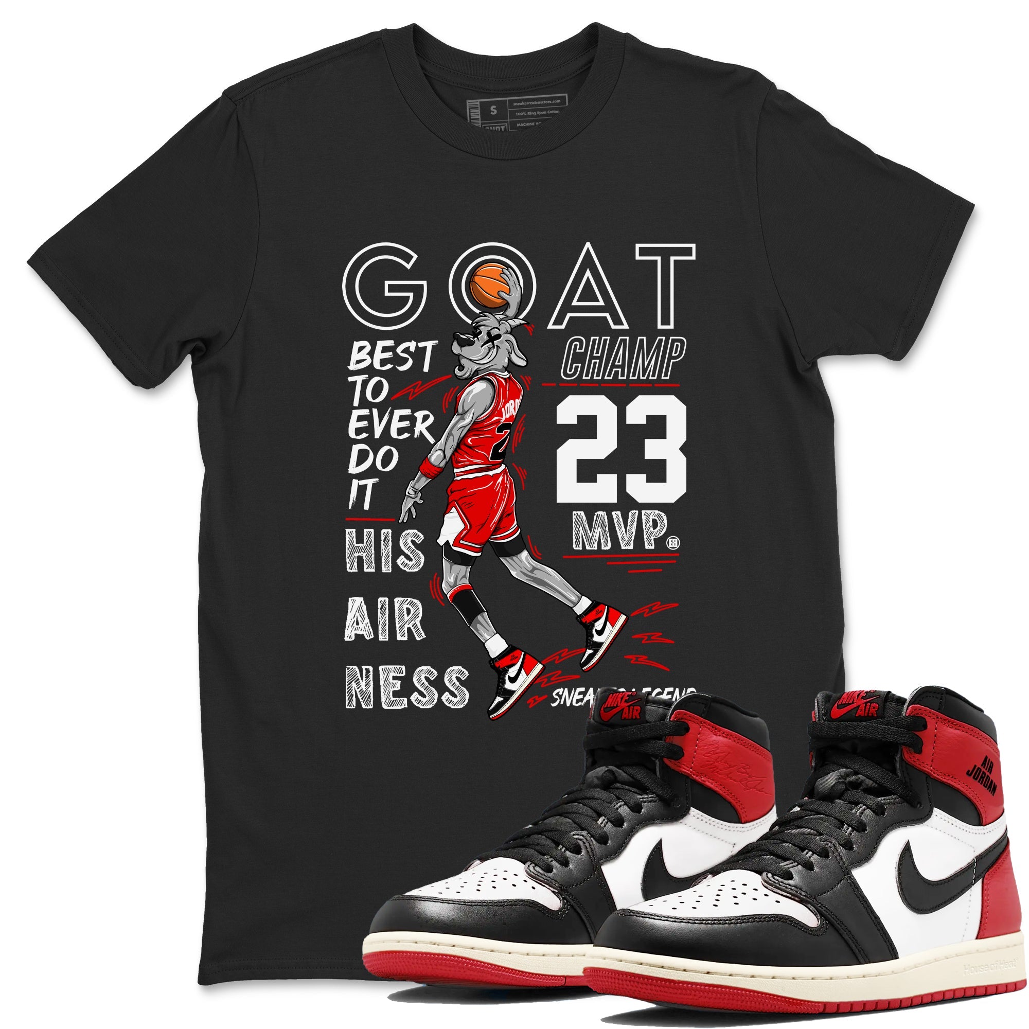 AJ1 Black Toe Reimagined shirts to match jordans MVP Goat sneaker match tees Air Jordan 1 Black Toe Reimagined SNRT Sneaker Tees streetwear brand Black 1 unisex cotton tee