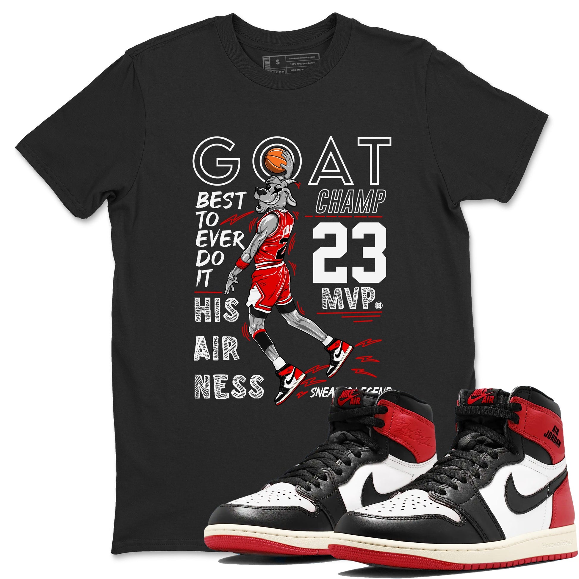 AJ1 Black Toe Reimagined shirts to match jordans MVP Goat sneaker match tees Air Jordan 1 Black Toe Reimagined SNRT Sneaker Tees streetwear brand Black 1 unisex cotton tee