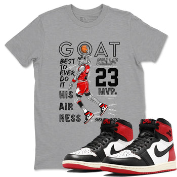 AJ1 Black Toe Reimagined shirts to match jordans MVP Goat sneaker match tees Air Jordan 1 Black Toe Reimagined SNRT Sneaker Tees streetwear brand Heather Grey 1 unisex cotton tee