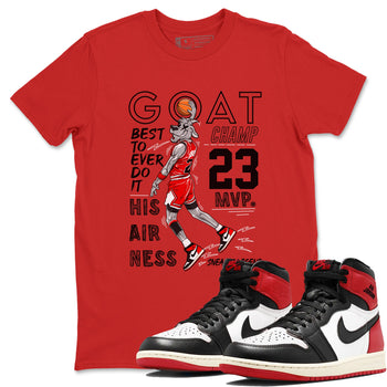 AJ1 Black Toe Reimagined shirts to match jordans MVP Goat sneaker match tees Air Jordan 1 Black Toe Reimagined SNRT Sneaker Tees streetwear brand Red 1 unisex cotton tee