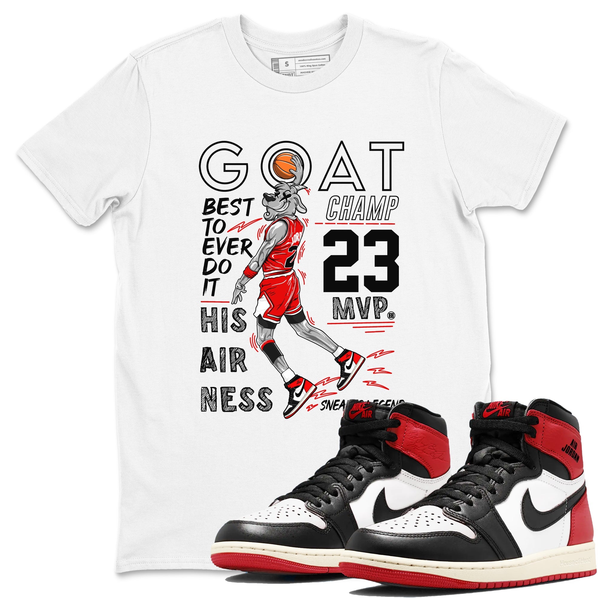 AJ1 Black Toe Reimagined shirts to match jordans MVP Goat sneaker match tees Air Jordan 1 Black Toe Reimagined SNRT Sneaker Tees streetwear brand White 1 unisex cotton tee