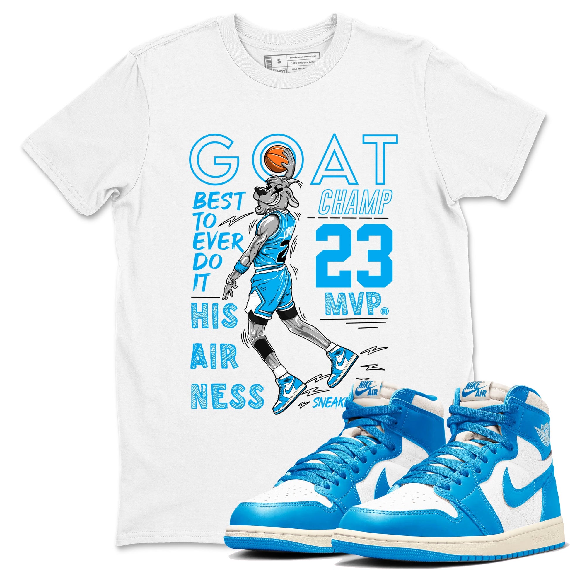 1s High OG UNC Reimagined shirts to match jordans MVP Goat graphic tees Air Jordan 1 UNC Reimagined match shoes to clothes SNRT Sneaker Tees unisex cotton White 1 shirts