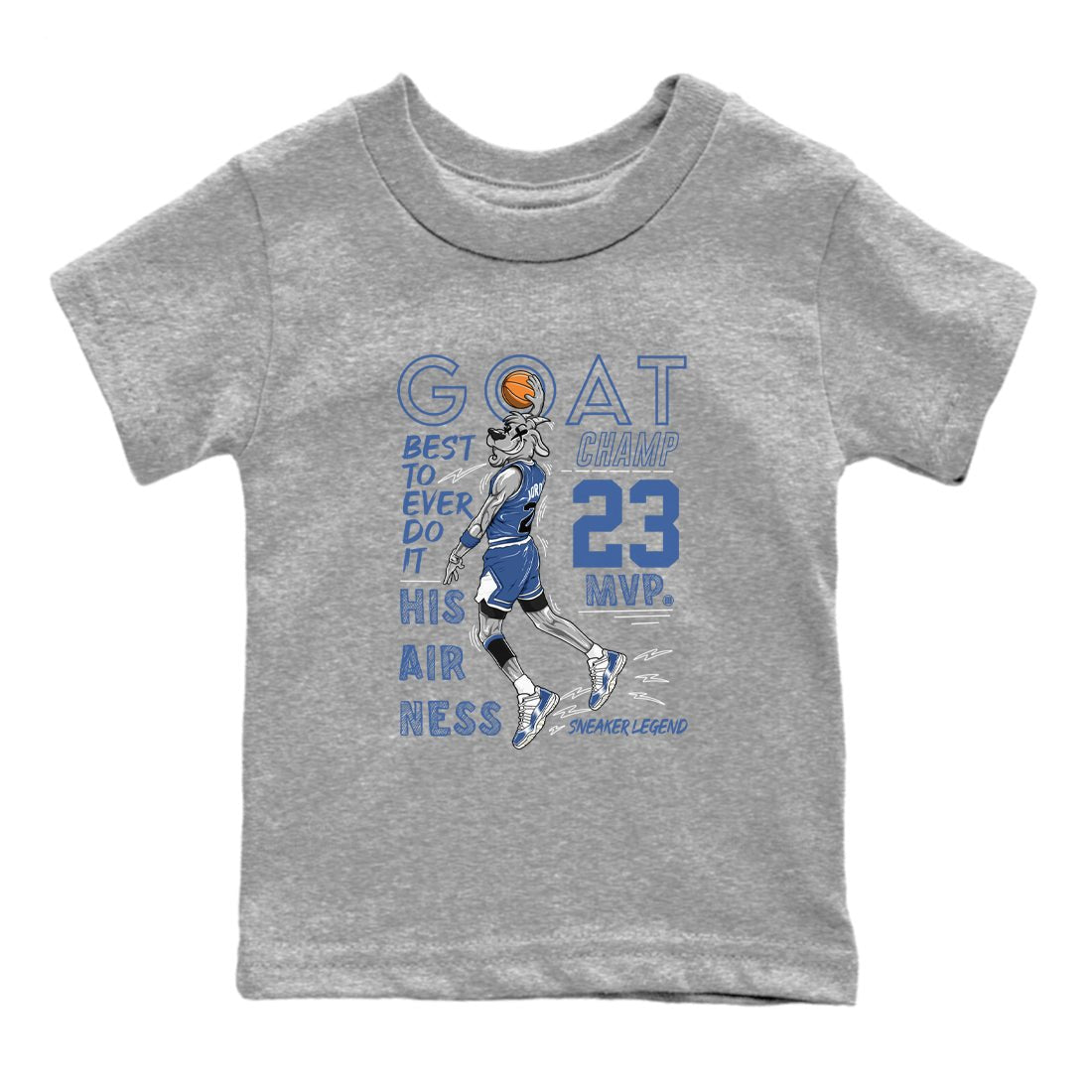 11s Diffused Blue shirts to match jordans MVP Goat sneaker match tees Air Jordan 11 Diffused Blue SNRT Sneaker Tees streetwear brand Baby and Youth Heather Grey 2 cotton tee