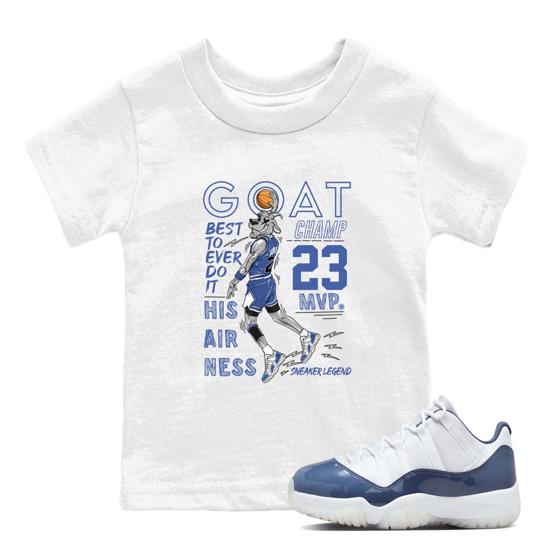 11s Diffused Blue shirts to match jordans MVP Goat sneaker match tees Air Jordan 11 Diffused Blue SNRT Sneaker Tees streetwear brand Baby and Youth White 1 cotton tee