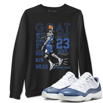 11s Diffused Blue shirts to match jordans MVP Goat sneaker match tees Air Jordan 11 Diffused Blue SNRT Sneaker Tees streetwear brand Black 1 unisex cotton tee