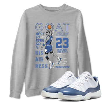 11s Diffused Blue shirts to match jordans MVP Goat sneaker match tees Air Jordan 11 Diffused Blue SNRT Sneaker Tees streetwear brand Heather Grey 1 unisex cotton tee