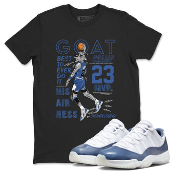 11s Diffused Blue shirts to match jordans MVP Goat sneaker match tees Air Jordan 11 Diffused Blue SNRT Sneaker Tees streetwear brand Black 1 unisex cotton tee