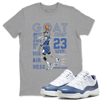 11s Diffused Blue shirts to match jordans MVP Goat sneaker match tees Air Jordan 11 Diffused Blue SNRT Sneaker Tees streetwear brand Heather Grey 1 unisex cotton tee