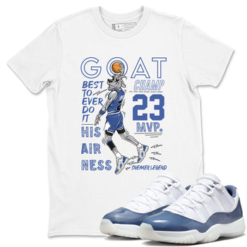 11s Diffused Blue shirts to match jordans MVP Goat sneaker match tees Air Jordan 11 Diffused Blue SNRT Sneaker Tees streetwear brand White 1 unisex cotton tee