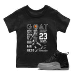 12s Black Wolf Grey shirts to match jordans MVP Goat sneaker match tees 12s Baron SNRT Sneaker Release Tees Youth Baby Black 1 crew neck shirts