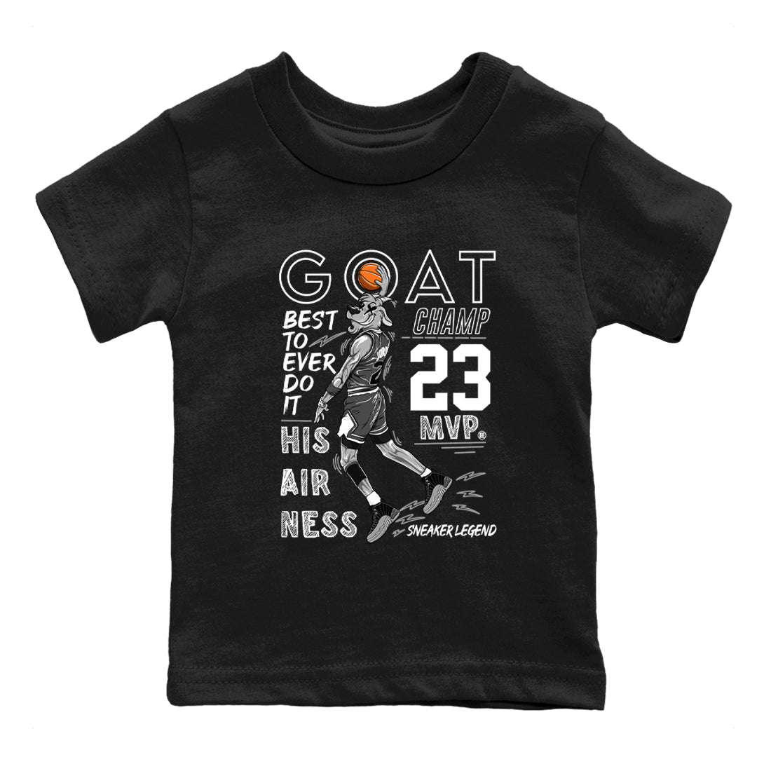 12s Black Wolf Grey shirts to match jordans MVP Goat sneaker match tees 12s Baron SNRT Sneaker Release Tees Youth Baby Black 2 crew neck shirts