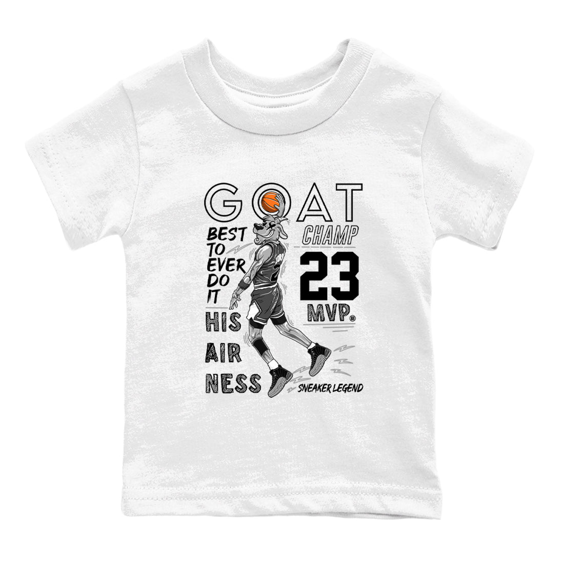 12s Black Wolf Grey shirts to match jordans MVP Goat sneaker match tees 12s Baron SNRT Sneaker Release Tees Youth Baby White 2 crew neck shirts