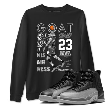 12s Black Wolf Grey shirts to match jordans MVP Goat sneaker match tees 12s Baron SNRT Sneaker Release Tees unisex cotton Black 1 crew neck shirts