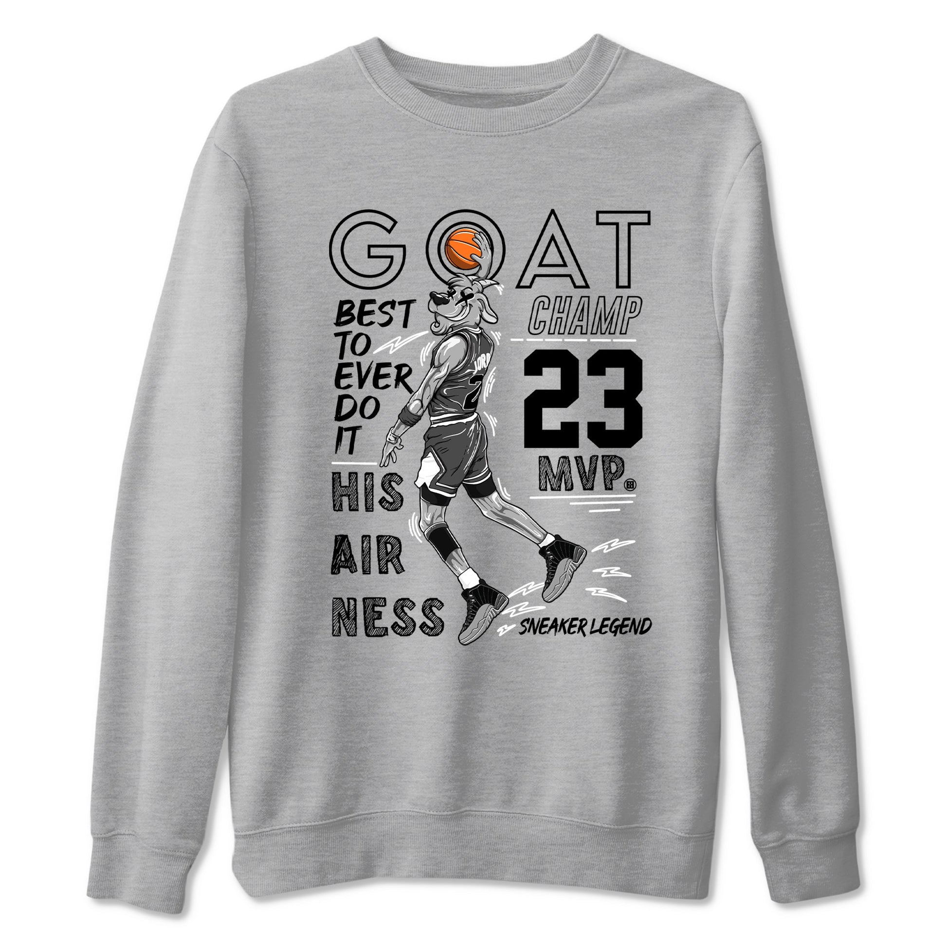 12s Black Wolf Grey shirts to match jordans MVP Goat sneaker match tees 12s Baron SNRT Sneaker Release Tees unisex cotton Heather Grey 2 crew neck shirts