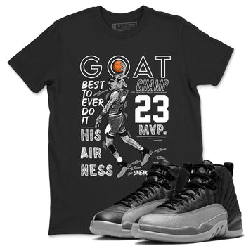 12s Black Wolf Grey shirts to match jordans MVP Goat sneaker match tees 12s Baron SNRT Sneaker Release Tees unisex cotton Black 1 crew neck shirts