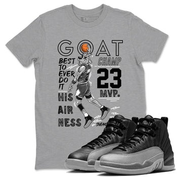 12s Black Wolf Grey shirts to match jordans MVP Goat sneaker match tees 12s Baron SNRT Sneaker Release Tees unisex cotton Heather Grey 1 crew neck shirts