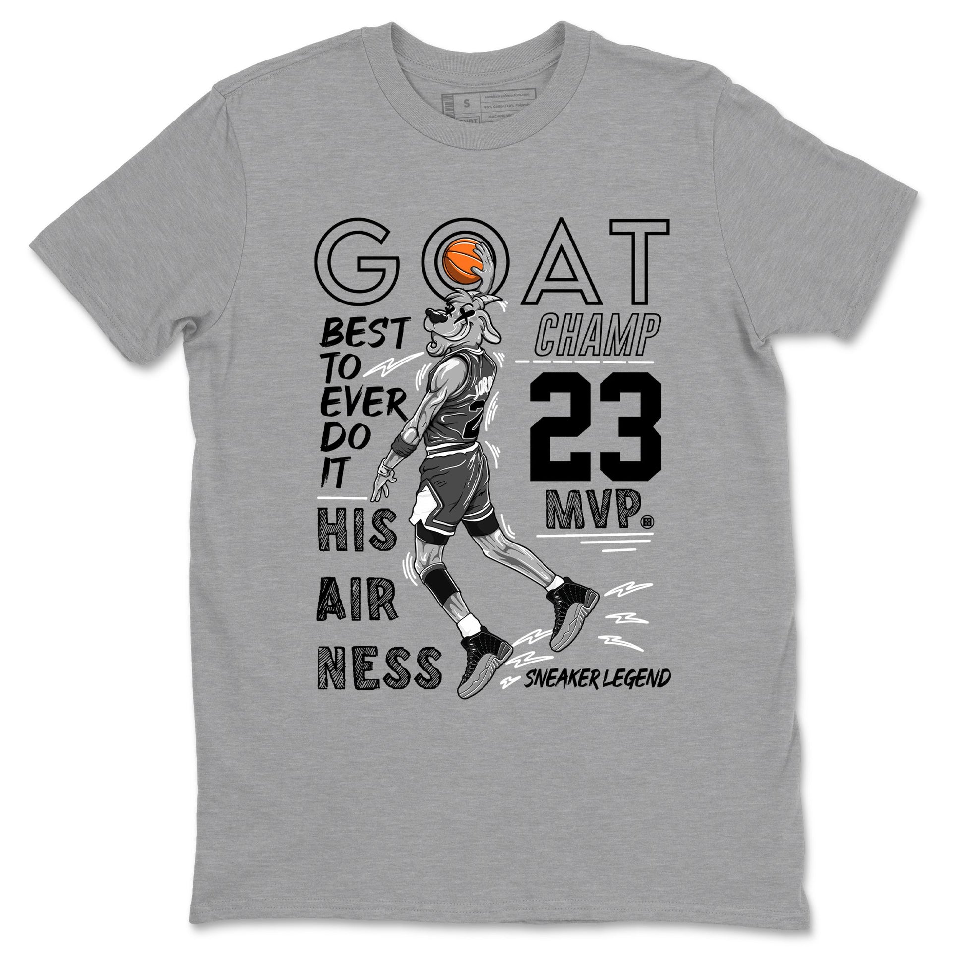 12s Black Wolf Grey shirts to match jordans MVP Goat sneaker match tees 12s Baron SNRT Sneaker Release Tees unisex cotton Heather Grey 2 crew neck shirts