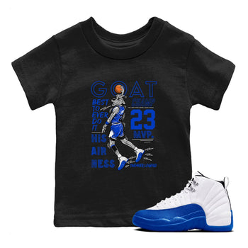 12s Blueberry shirts to match jordans MVP Goat sneaker match tees Air Jordan 12 Blueberry SNRT Sneaker Tees streetwear brand Baby and Youth Black 1 cotton tee