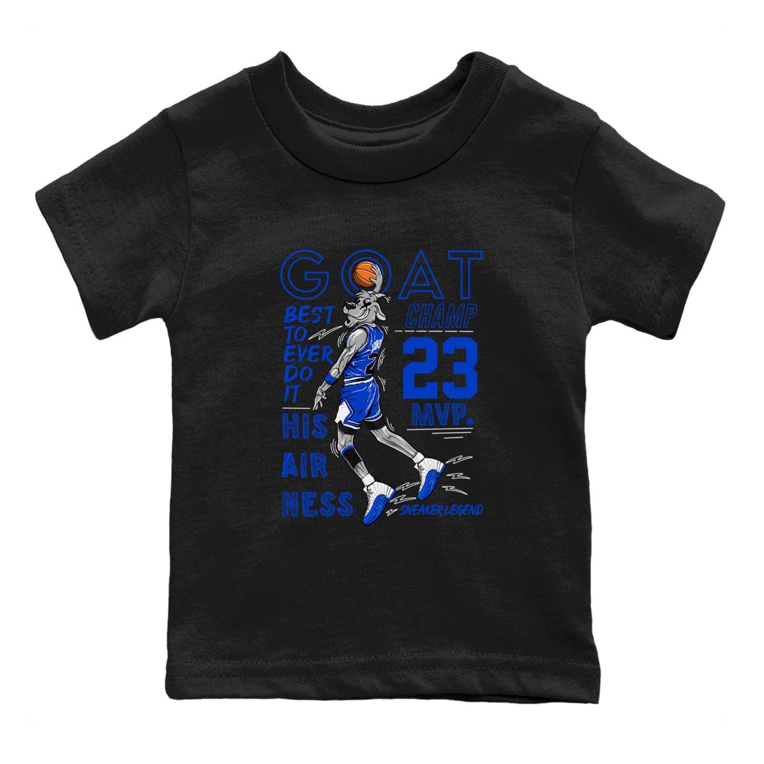 12s Blueberry shirts to match jordans MVP Goat sneaker match tees Air Jordan 12 Blueberry SNRT Sneaker Tees streetwear brand Baby and Youth Black 2 cotton tee
