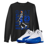 12s Blueberry shirts to match jordans MVP Goat sneaker match tees Air Jordan 12 Blueberry SNRT Sneaker Tees streetwear brand Black 1 unisex cotton tee