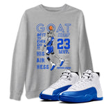 12s Blueberry shirts to match jordans MVP Goat sneaker match tees Air Jordan 12 Blueberry SNRT Sneaker Tees streetwear brand Heather Grey 1 unisex cotton tee