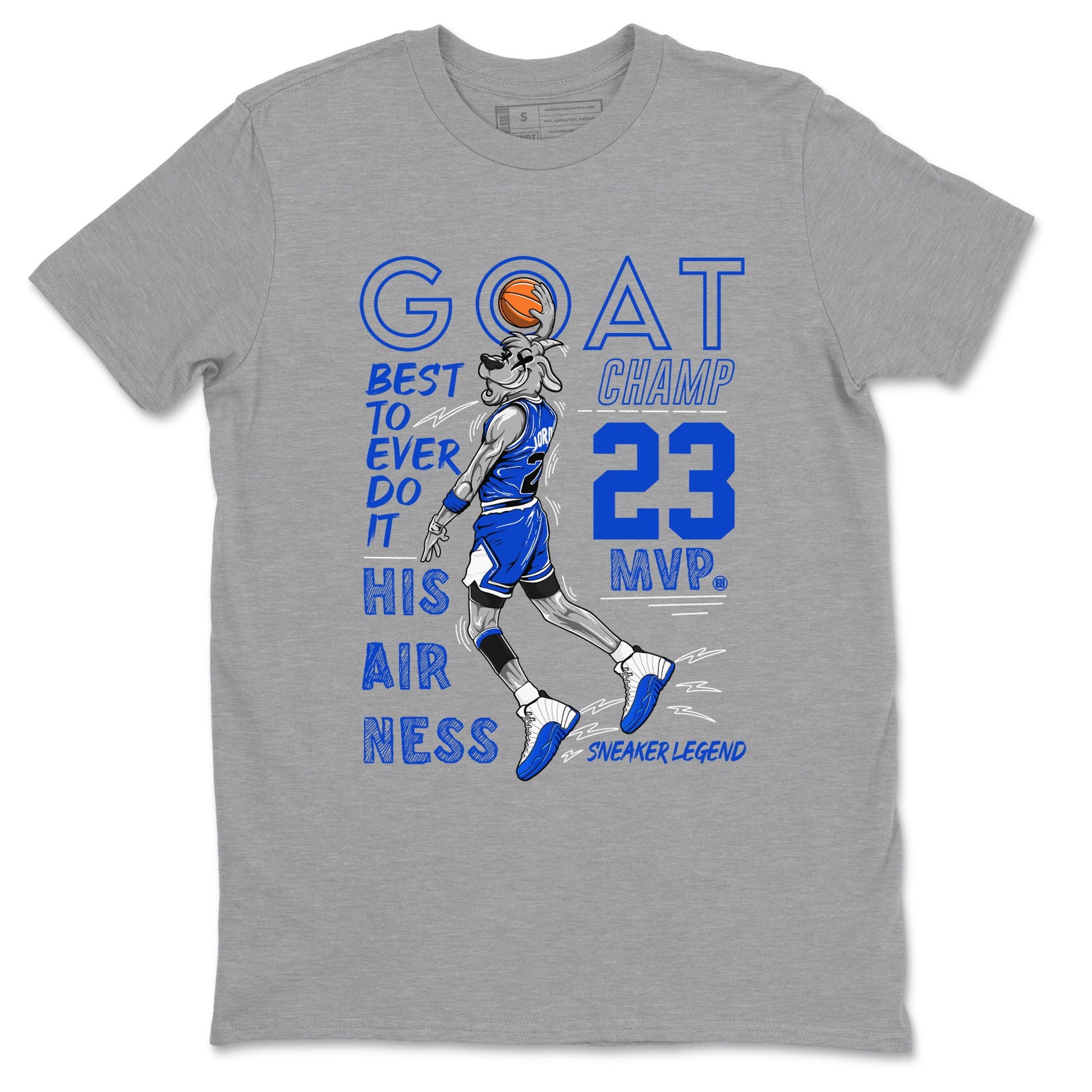 12s Blueberry shirts to match jordans MVP Goat sneaker match tees Air Jordan 12 Blueberry SNRT Sneaker Tees streetwear brand Heather Grey 2 unisex cotton tee