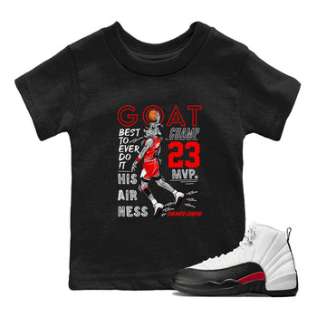 Air Jordan 12 Retro Taxi Flip shirts to match jordans MVP Goat sneaker match tees 12s Red Taxi SNRT sneaker release tees baby toddler Black 1 cotton Shirt