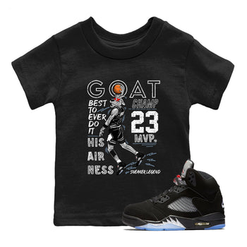 5s Black Metallic Reimagined shirts to match jordans MVP Goat sneaker match tees Air Jordan 5 Retro Black Metallic Reimagined match shoes to clothes SNRT Sneaker Tees Youth Baby Black 1 tee