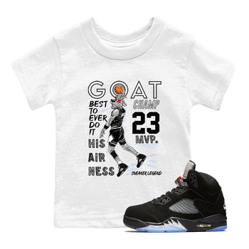 5s Black Metallic Reimagined shirts to match jordans MVP Goat sneaker match tees Air Jordan 5 Retro Black Metallic Reimagined match shoes to clothes SNRT Sneaker Tees Youth Baby White 1 tee