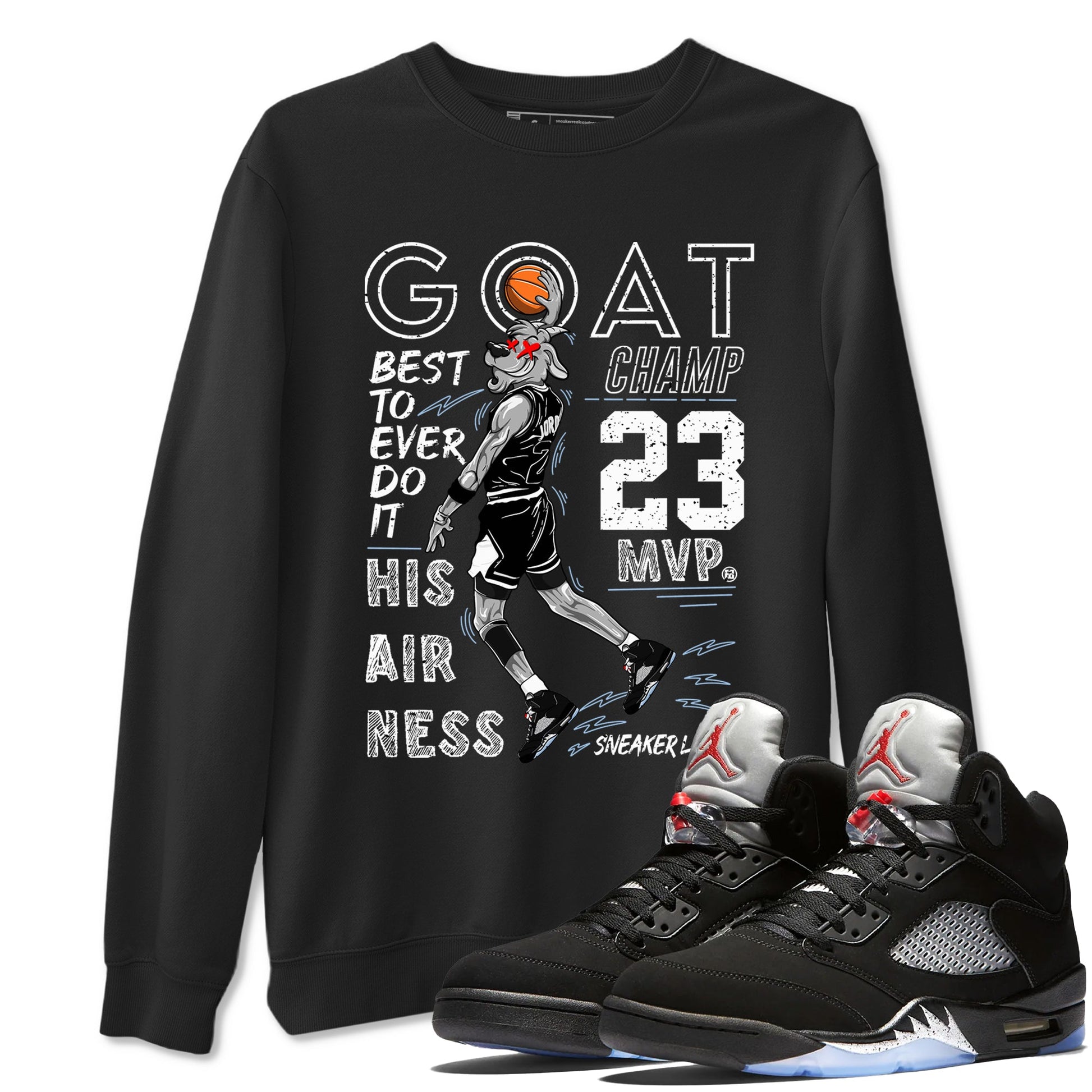5s Black Metallic Reimagined shirts to match jordans MVP Goat sneaker match tees Air Jordan 5 Retro Black Metallic Reimagined match shoes to clothes SNRT Sneaker Tees unisex cotton Black 1 shirts