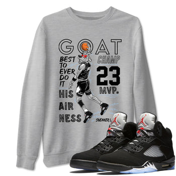 5s Black Metallic Reimagined shirts to match jordans MVP Goat sneaker match tees Air Jordan 5 Retro Black Metallic Reimagined match shoes to clothes SNRT Sneaker Tees unisex cotton Heather Grey 1 shirts