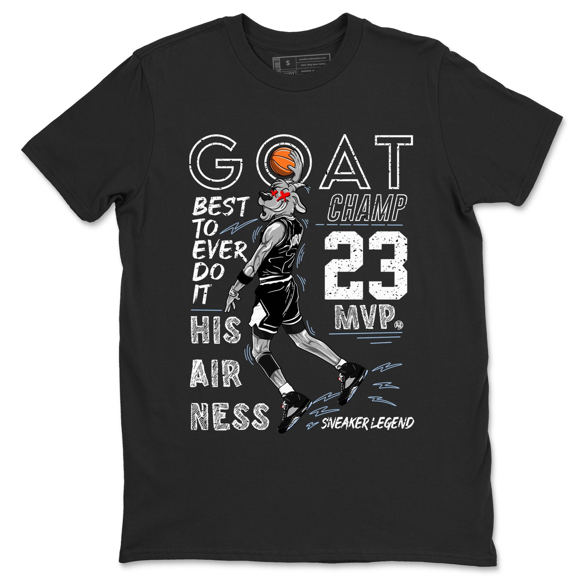 5s Black Metallic Reimagined shirts to match jordans MVP Goat sneaker match tees Air Jordan 5 Retro Black Metallic Reimagined match shoes to clothes SNRT Sneaker Tees unisex cotton Black 2 shirts