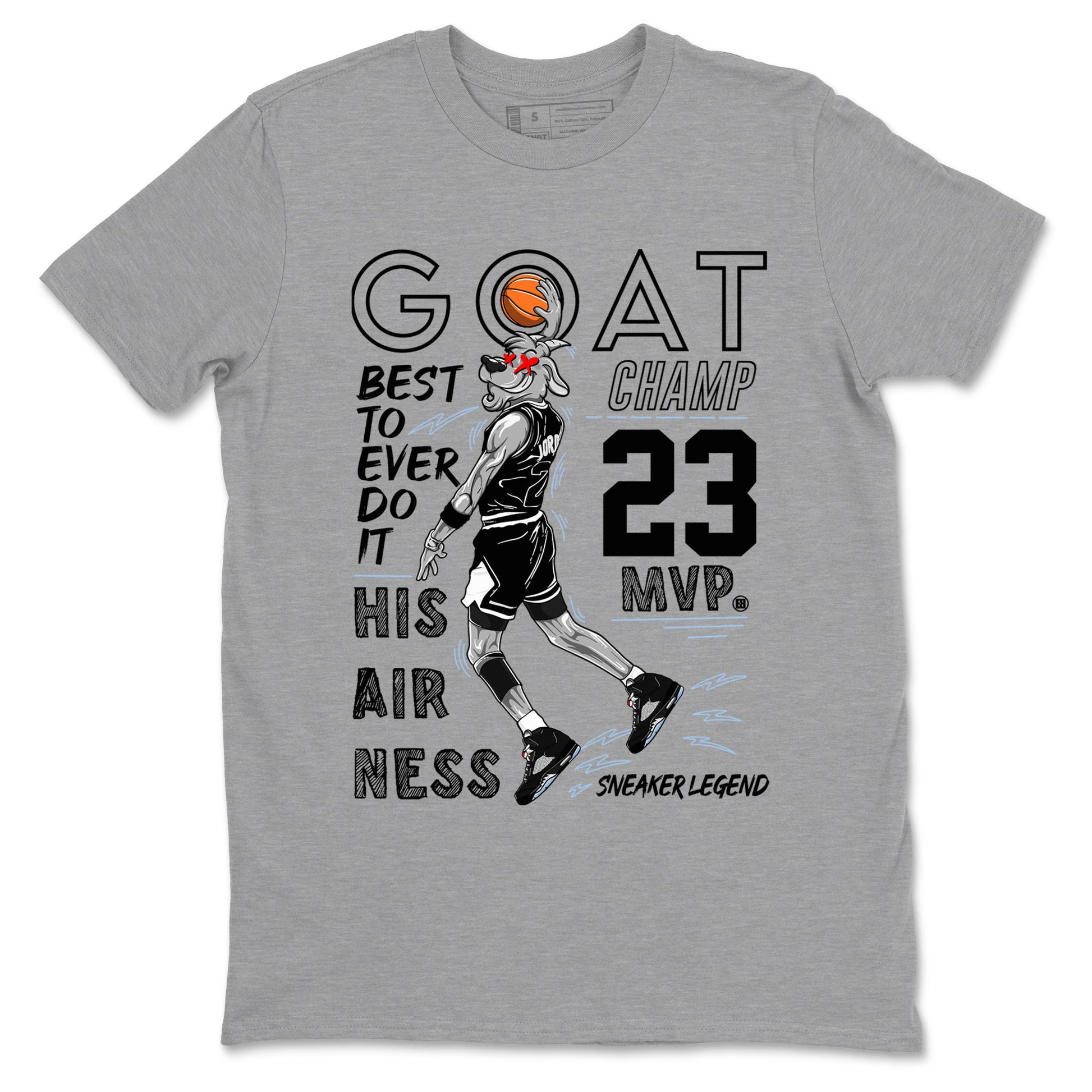 5s Black Metallic Reimagined shirts to match jordans MVP Goat sneaker match tees Air Jordan 5 Retro Black Metallic Reimagined match shoes to clothes SNRT Sneaker Tees unisex cotton Heather Grey 2 shirts