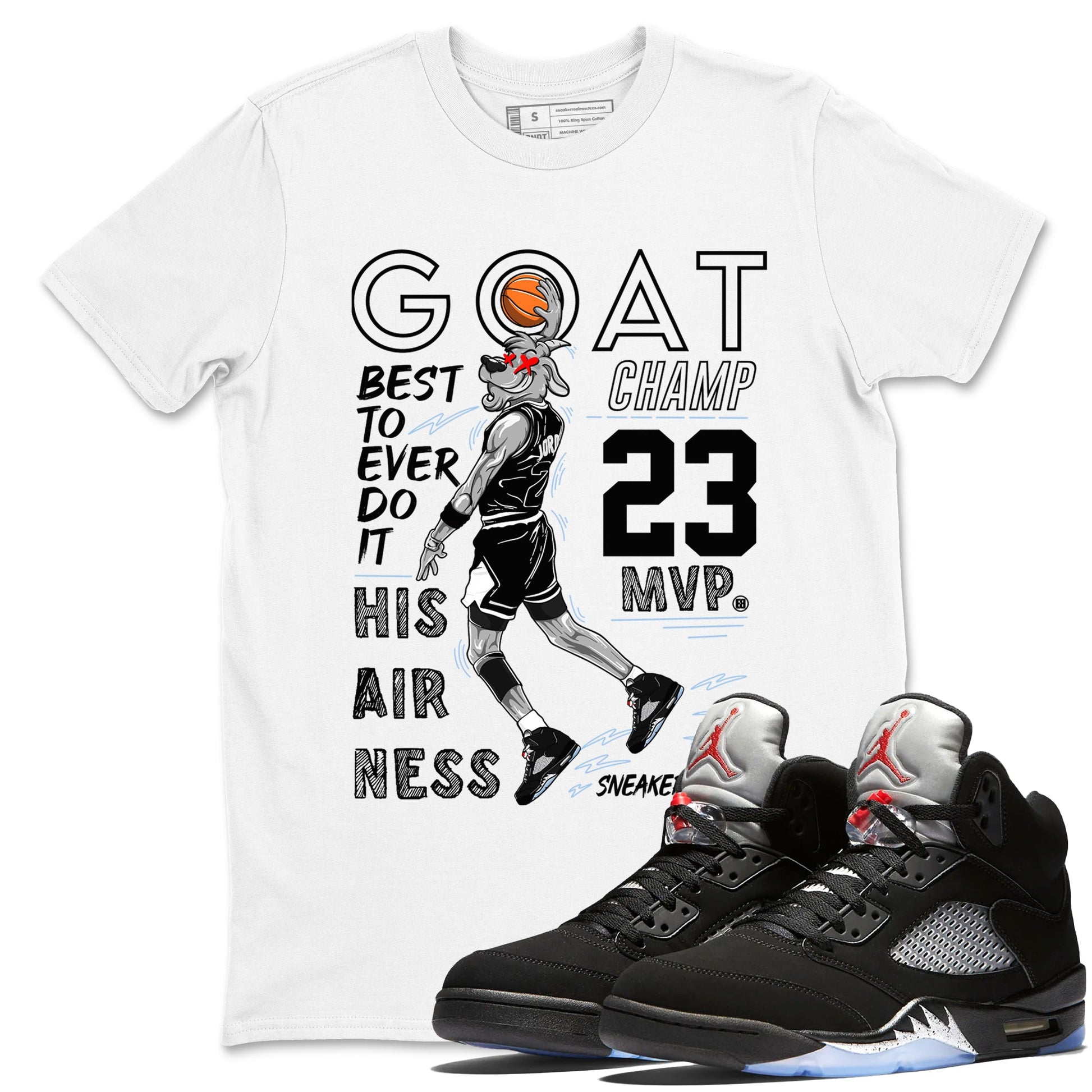 5s Black Metallic Reimagined shirts to match jordans MVP Goat sneaker match tees Air Jordan 5 Retro Black Metallic Reimagined match shoes to clothes SNRT Sneaker Tees unisex cotton White 1 shirts