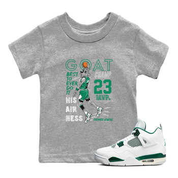 AJ4 Oxidized Green shirts to match jordans MVP Goat sneaker match tees Air Jordan 4 Oxidized Green SNRT Sneaker Tees streetwear brand Baby and Youth Heather Grey 1 cotton tee