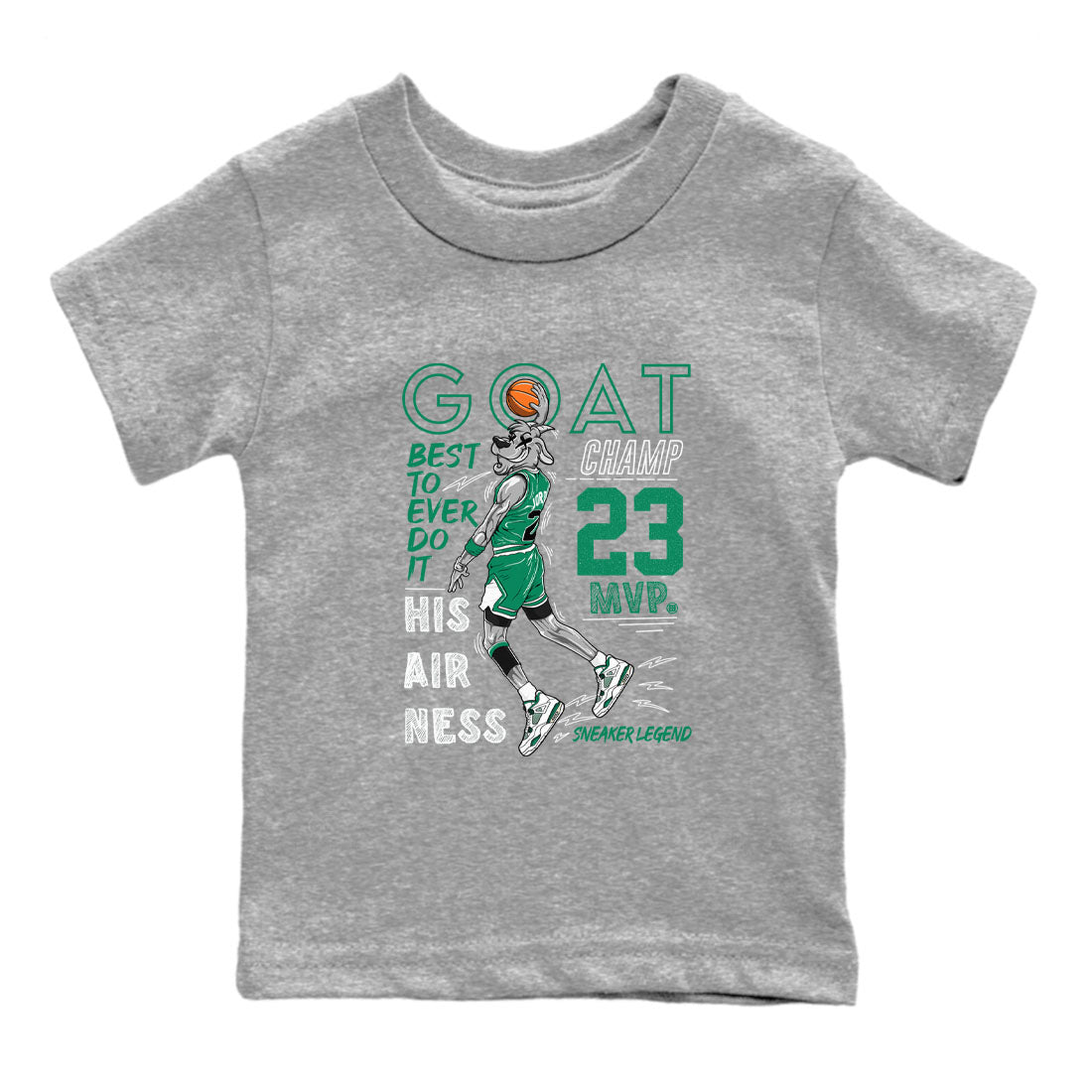 AJ4 Oxidized Green shirts to match jordans MVP Goat sneaker match tees Air Jordan 4 Oxidized Green SNRT Sneaker Tees streetwear brand Baby and Youth Heather Grey 2 cotton tee
