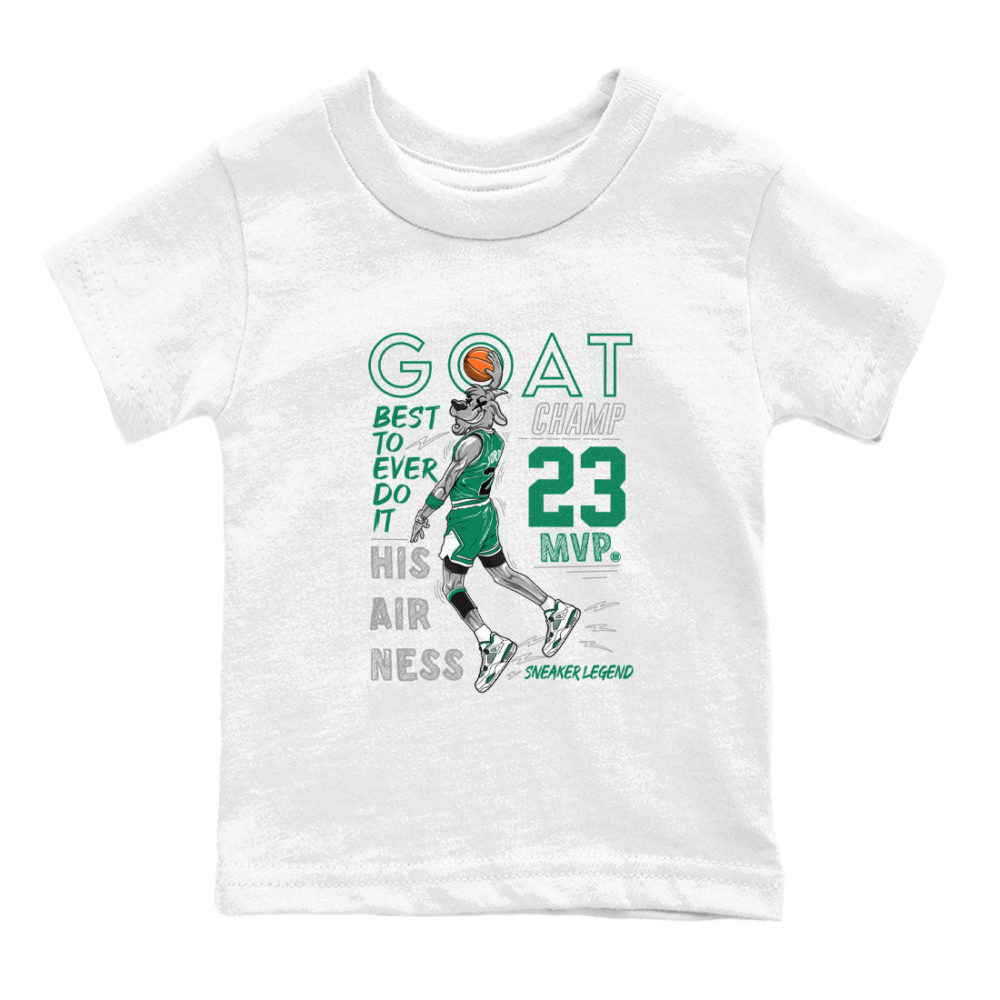 AJ4 Oxidized Green shirts to match jordans MVP Goat sneaker match tees Air Jordan 4 Oxidized Green SNRT Sneaker Tees streetwear brand Baby and Youth White 2 cotton tee