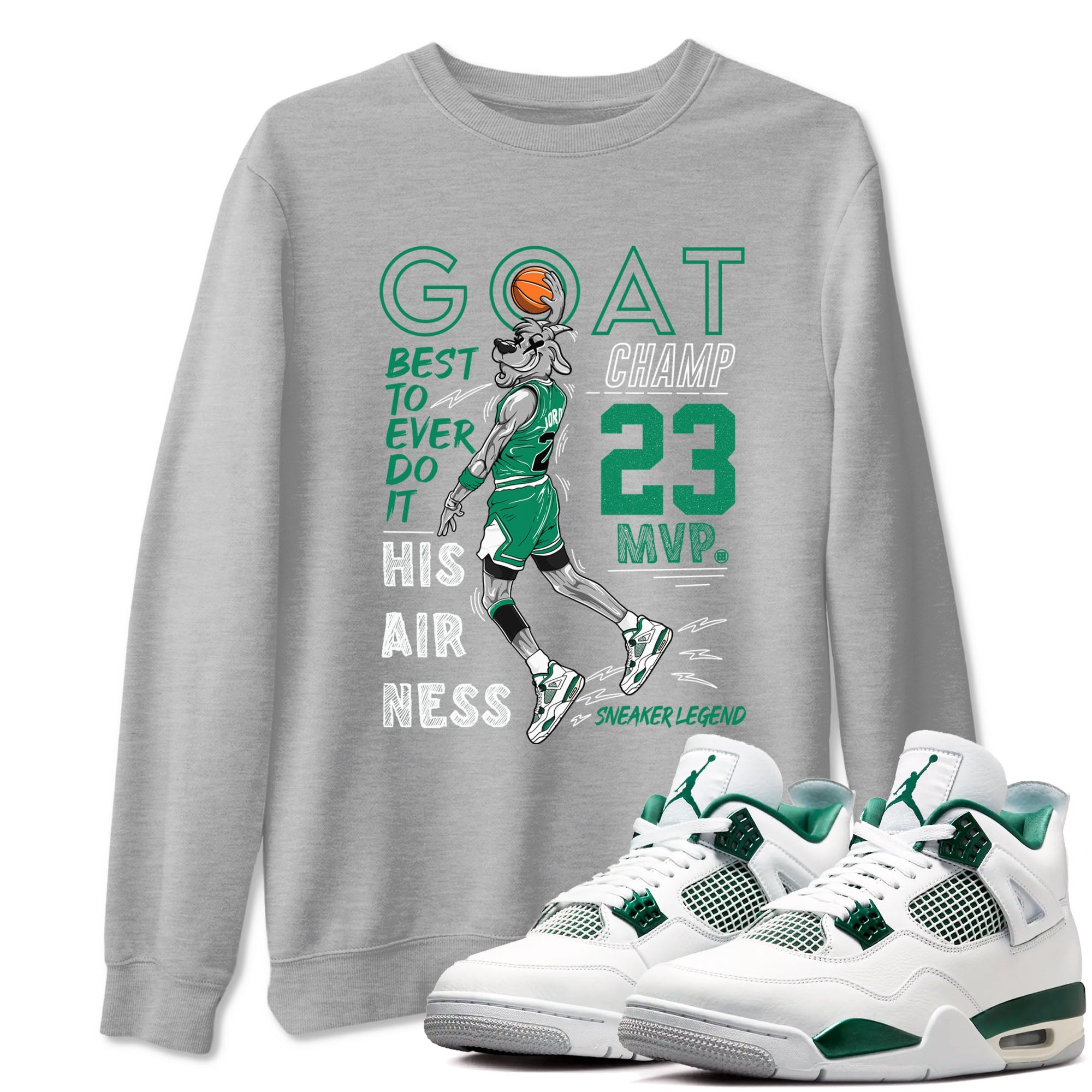 AJ4 Oxidized Green shirts to match jordans MVP Goat sneaker match tees Air Jordan 4 Oxidized Green SNRT Sneaker Tees streetwear brand Heather Grey 1 unisex cotton tee