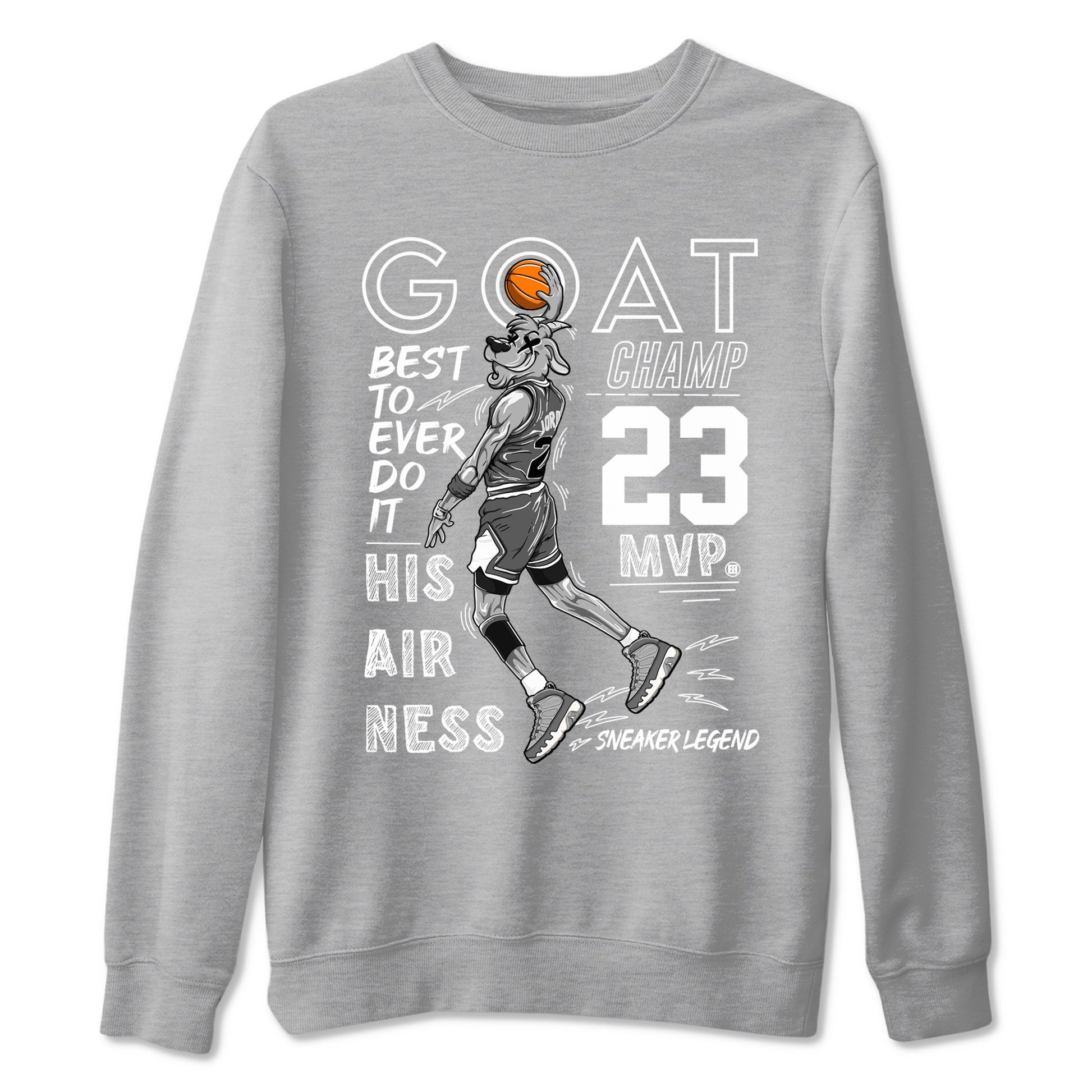 9s Cool Grey shirts to match jordans MVP Goat sneaker match tees Air Jordan 9 Retro Cool Grey match shoes to clothes SNRT Sneaker Tees unisex cotton Heather Grey 2 shirts