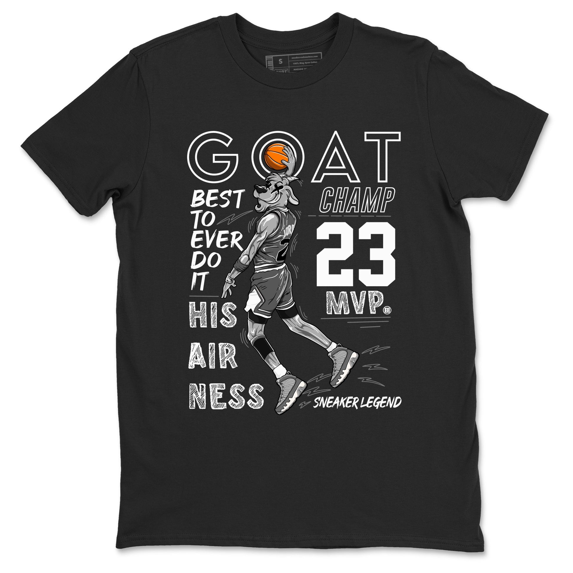 9s Cool Grey shirts to match jordans MVP Goat sneaker match tees Air Jordan 9 Retro Cool Grey match shoes to clothes SNRT Sneaker Tees unisex cotton Black 2 shirts