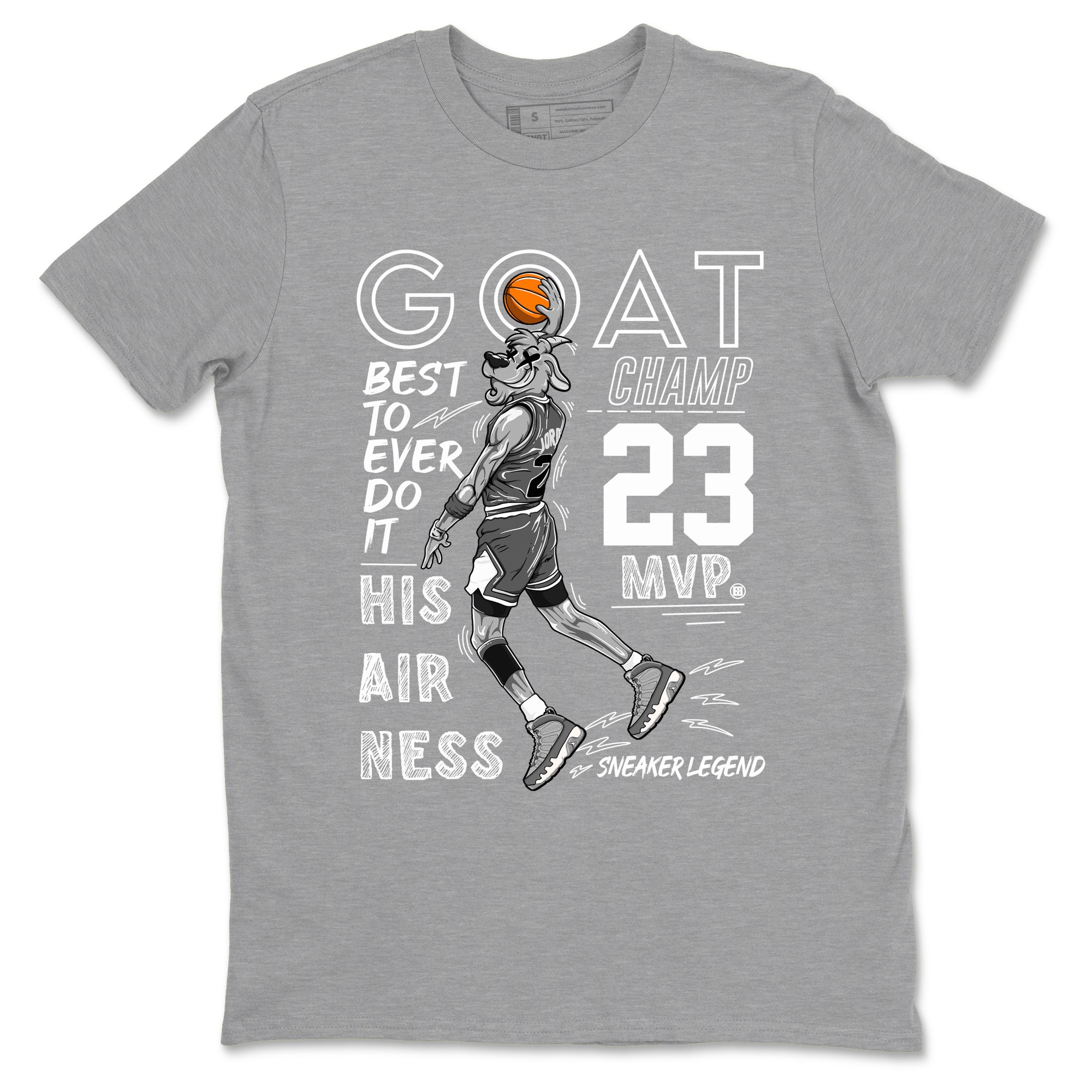 9s Cool Grey shirts to match jordans MVP Goat sneaker match tees Air Jordan 9 Retro Cool Grey match shoes to clothes SNRT Sneaker Tees unisex cotton Heather Grey 2 shirts