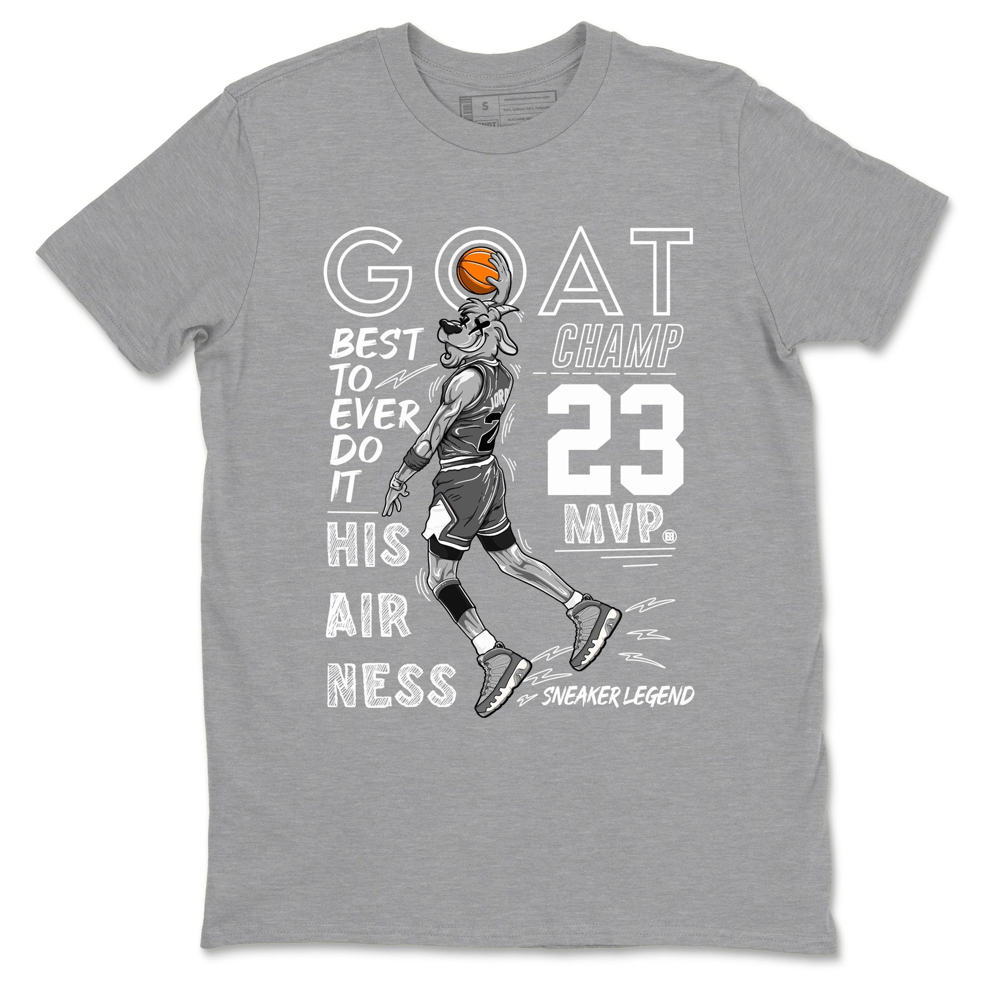9s Cool Grey shirts to match jordans MVP Goat sneaker match tees Air Jordan 9 Retro Cool Grey match shoes to clothes SNRT Sneaker Tees unisex cotton Heather Grey 2 shirts
