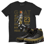 9s Olive shirts to match jordans MVP Goat sneaker match tees Air Jordan 9 Olive match shoes to clothes SNRT Sneaker Tees unisex cotton Black 1 shirts