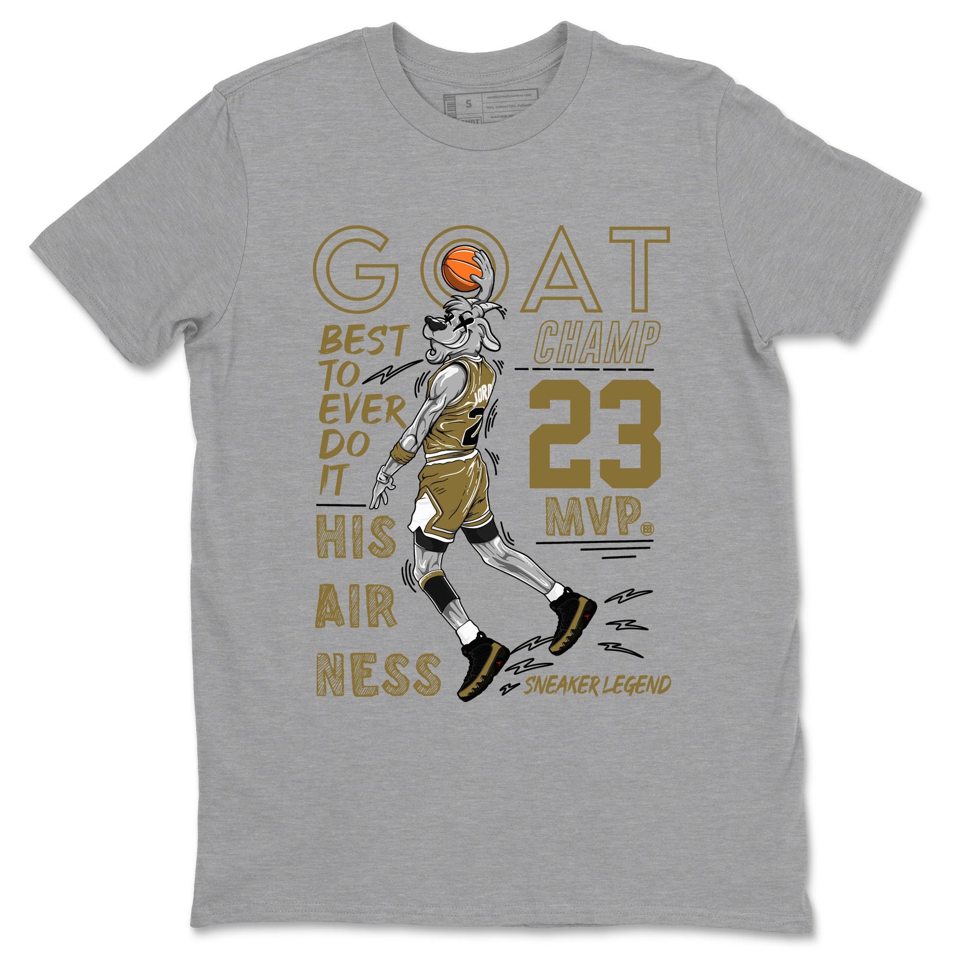 9s Olive shirts to match jordans MVP Goat sneaker match tees Air Jordan 9 Olive match shoes to clothes SNRT Sneaker Tees unisex cotton Heather Grey 2 shirts