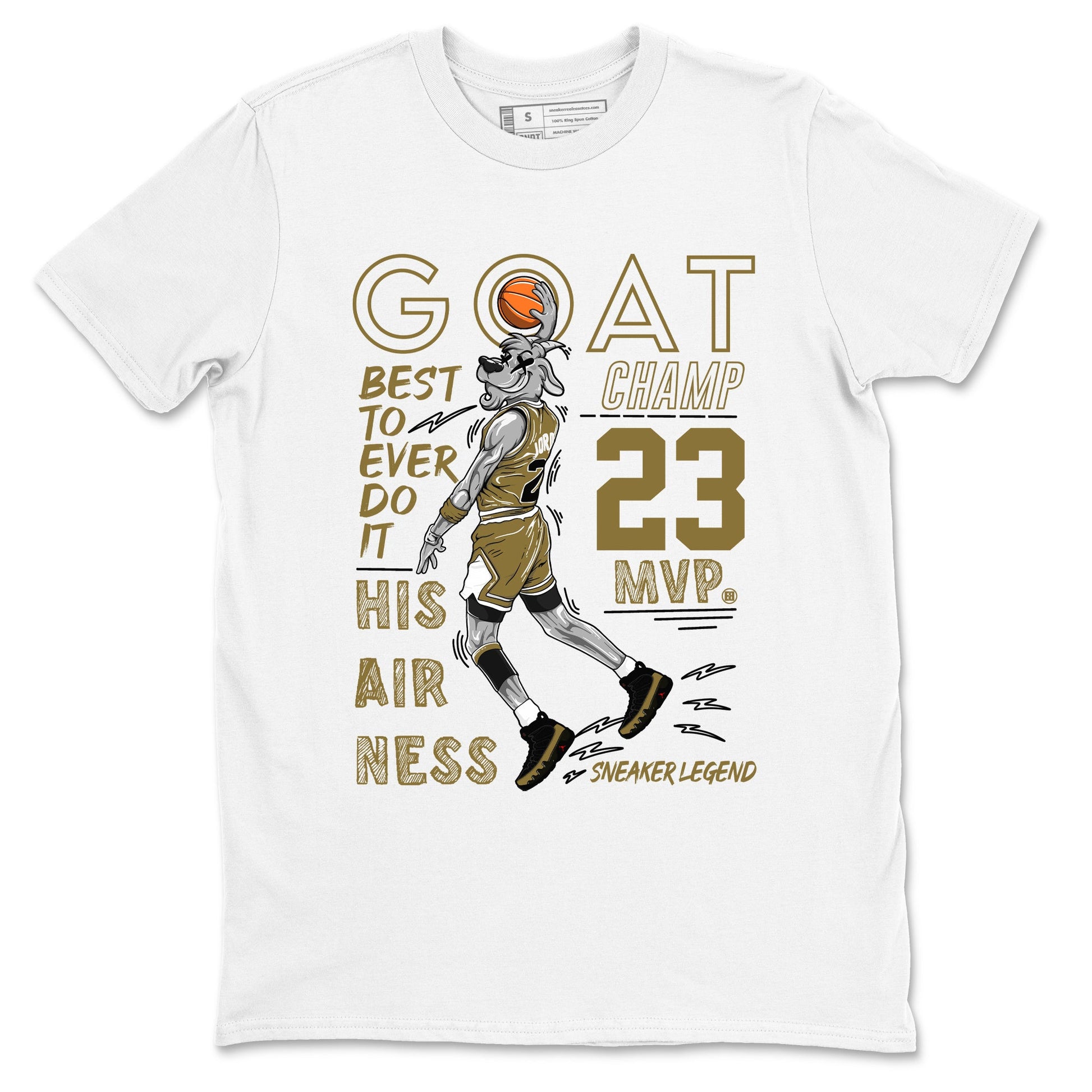 9s Olive shirts to match jordans MVP Goat sneaker match tees Air Jordan 9 Olive match shoes to clothes SNRT Sneaker Tees unisex cotton White 2 shirts