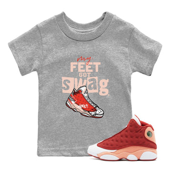 13s Dune Red shirts to match jordans My Feet Got Swag sneaker match tees Air Jordan 13 Dune Red SNRT Sneaker Tees streetwear brand Baby and Youth Heather Grey 1 cotton tee