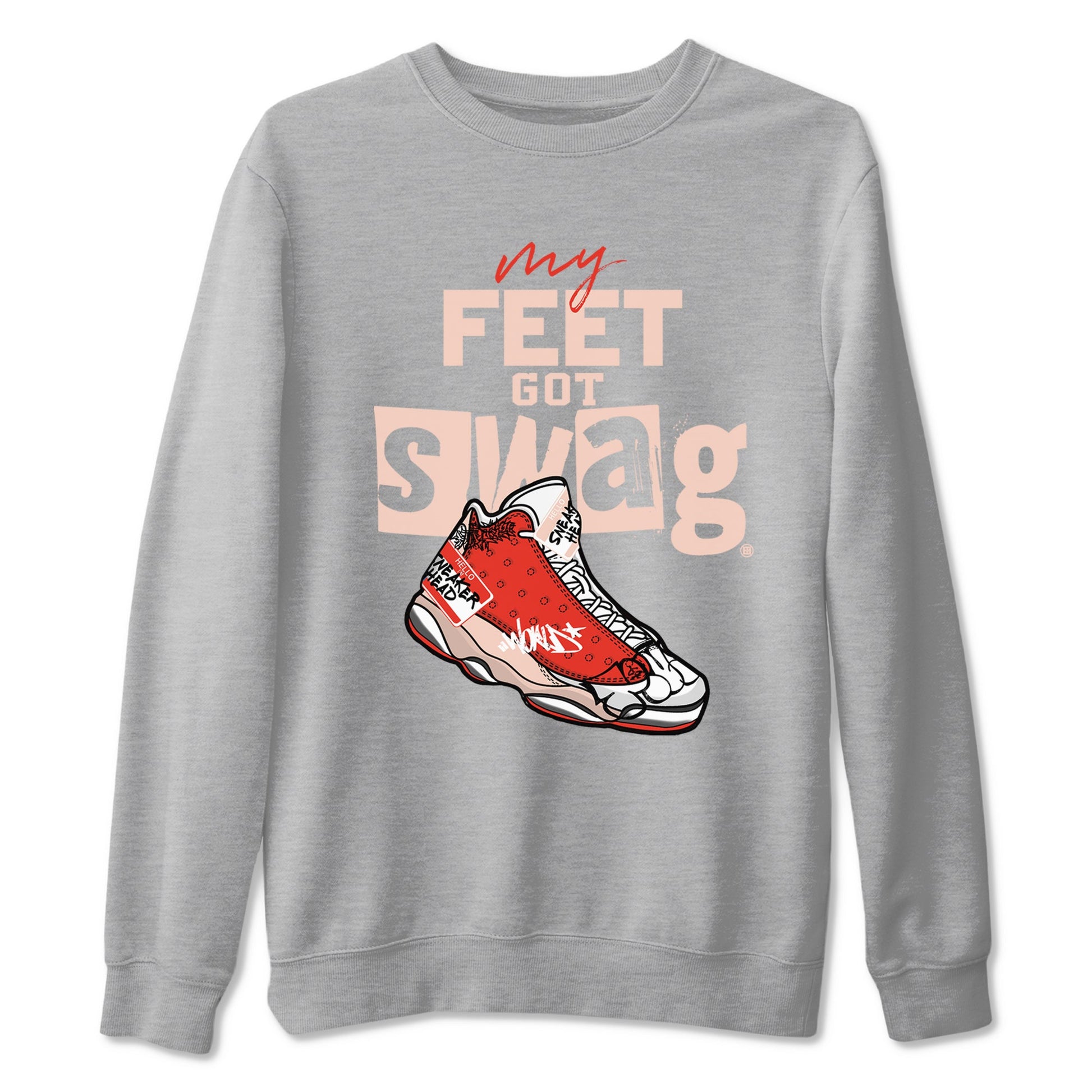 13s Dune Red shirts to match jordans My Feet Got Swag sneaker match tees Air Jordan 13 Dune Red SNRT Sneaker Tees streetwear brand Heather Grey 2 unisex cotton tee